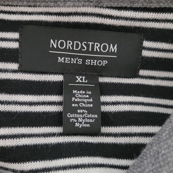 Nordstrom Men Shawl Collar Picot Cotton Pullover Grey XL - Picture 3 of 4